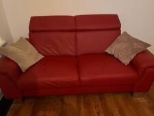 2,5-sitzer Sofa  + Sessel mit Gasdruckfeder Leder Rot mit Kontrastnaht gebraucht