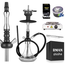 RMAN Shisha Set Wasserpfeife Kohleanzünder Elektroherd 50cm Hookah mit 1KG Kohle