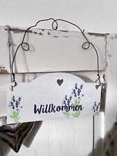 Türschild willkommen Schild Lavendel Herz Draht Landhaus Shabby