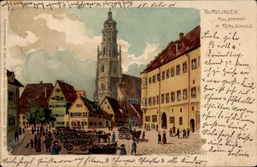 Litho nördlingen schwaben - nördlingen,