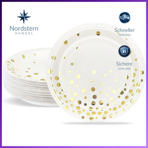 Pappteller set 23cm weiß mit - 23cm,