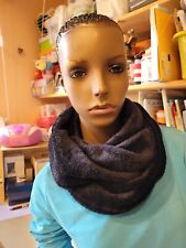 kuschelweicher Wellness Micro Fleece Plüsch Loop Schal schwarz Handarbeit -NEU-