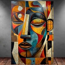 LEINWAND BILD ER XXL ABSTRAKT GESICHT BUNT GRAFFITI PICASSO STIL WAND POSTER 921