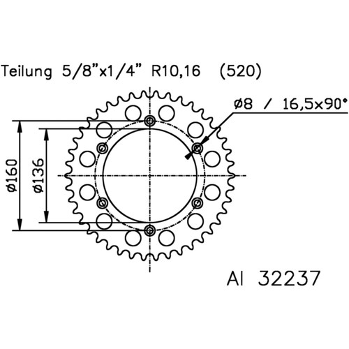 Alu kettenrad 48z - 48z, 520