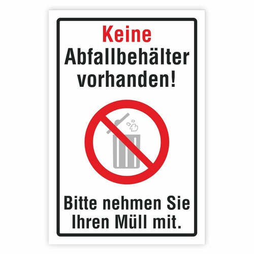 Schild keine abfallbehälter - keine,