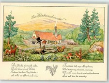 10670749 - sign.de Bruycker H. Die Goldschmiede Rehe Hasen Spruch Hamburg