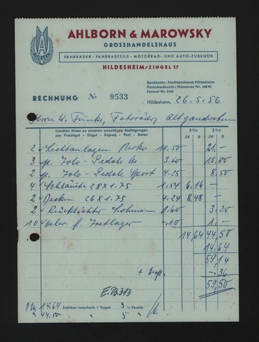 Hildesheim rechnung 1956 - hildesheim,,