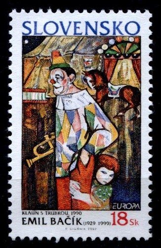 Zirkus clown mit - zirkus., trompete