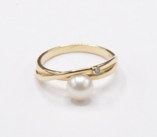 Akoja Perle Diamant Brillant Solitär  Ring 585 Gold Neu wertig