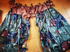 2 x Vorhang Schlaufenschal  ca 35x135 cm smaragd/brombeere + Querbehang Fenster