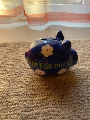 Sparschwein blau mit - blau, weißen