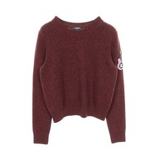 CHANEL COCO Mark Pullover Pulli Strick Kaschmir Bordeaux Gebraucht Damen #38 CC