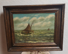 Ölbild Meer mit Segelboten mit Unterschrift, antiken Rahmen (H. Erlz) 85x70x8 cm