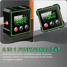 1x Digital Winkelmesser Wasserwaage Magnetisch LCD Neigungsmesser Mit Laser