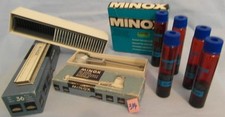 MINOX DIA-STANZE; 21 GLAS-DIA-RÄHMCHEN im MAGAZIN; MINOX-ENTWICKLER (344)