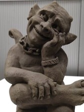 Steinfigur Steinguss Frostfest Wetterfest Troll Garten Deko 42cm Statue Skulptur