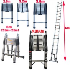 Teleskopleiter ausziehbar 3m 4.4m 5m Höhe Anlege Klappleiter 150kg Belastbarkeit