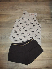 H&M Schlafanzug Gr. 158 164 Pyjama Shorty Schwarz-Grau Mickey Mouse