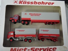 Herpa 7536 Kässbohrer Mietservice mit 2 LKW´s in Box aus Sammlung