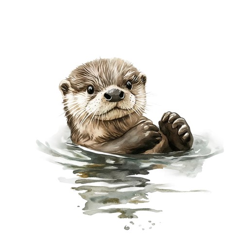 Sticker otter aquarell - 2x,