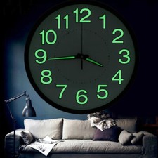 12 Zoll Wanduhren Lautlos Geräuschlos Wand Uhr Mit Nachtlicht für Wohnzimmer