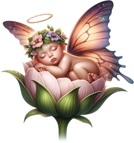Blumen engel baby wandbild - engel,