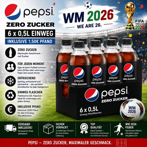 Pepsi zero sugar cola - sugar, 6x500ml