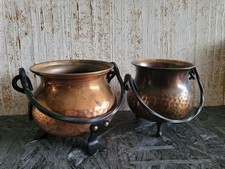 2 kleine Kupfer Kessel Hexenkessel Blumentöpfe