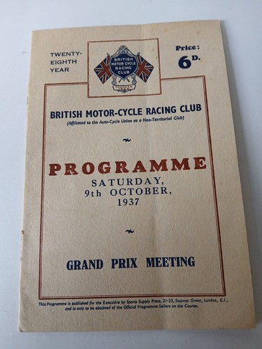 Brooklands programm 1937 - programm,