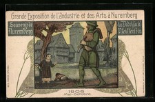 Künstler-AK Nürnberg, Jubiläums-Landesausstellung 1906, das Dudelsack-Pfeifferl 