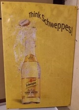 Blechschild : Think Schweppes ! Indian Tonic Water ca. 59 X 39 cm