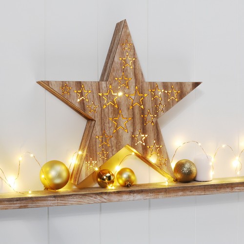 Led holzstern deko - holzstern, deko-stern