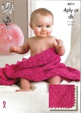 King Cole 4211 4-fädig & DK Garn Babys Tücher STRICKANLEITUNG KLEINKINDER