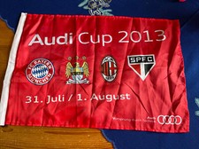 Fahne Audi Cup 2013   FC Bayern München ca.45 cm x 30 cm Triple Jahr gebraucht