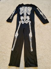 Kostüm Halloween Kinder Größe 128 schwarz Skelett