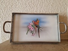 Serviertablett Art-Deko. Metall mit Keramik.Bemalt.