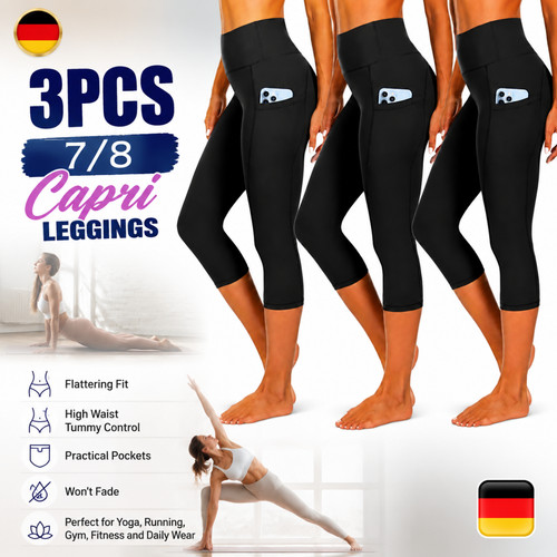 Fitnesshose capri leggings - fitnesshose, 3er