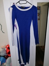 Damen Kleid Gr. XS Blau/Weiß Strickkleid
