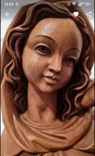 Große Holzfigur Skulptur "Madonna mit Kind" Holz geschnitzt Größe: 80 cm