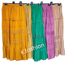 Baumwollrock Maxi bestickt