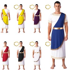 Herren Robe Vintage Dress Up Retro Kleider Mit Stirnband Gott Kostüm Glänzend