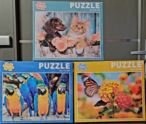 3er set puzzle papageien - set,