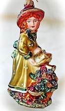 ❀ Blumen Mädchen Viktorianisch Lauscha Glas Kind Christbaumschmuck Nostalgie 120