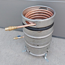 Poolheizung EDELSTAHL Feuertonne mit Spirale Kupferrohr 18x1mm 15m 32er Schlauch