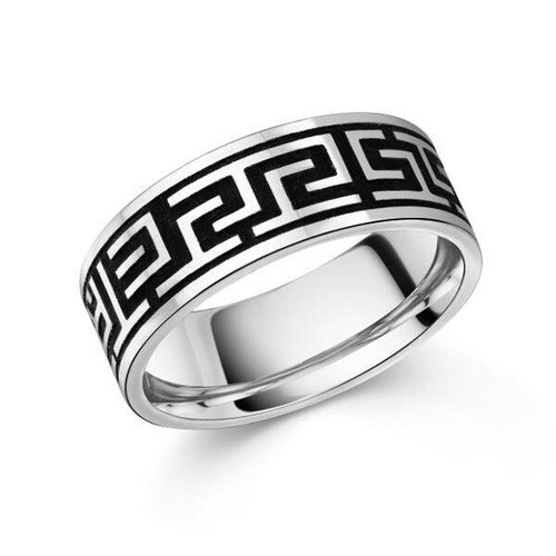 Herren ring silber schwarz - herren,