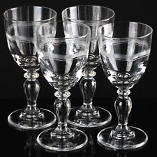 4 Likörgläser Wellen Dekor Schliff Gravur Vintage Schnapsgläser