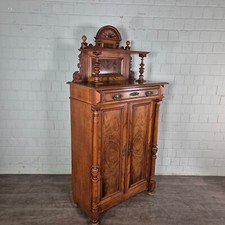 25386 Vertiko mit Aufsatz Gründerzeit 1880 Nussbaum furniert Antik