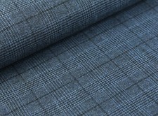 MANTELSTOFF Vintage Glencheck Schottenkaro Tweed SCHWARZ/BLAU EUR 14,98/m