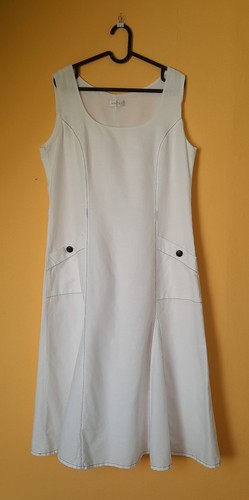 Kleid weiß leinen - weiß,