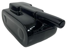 Skulptur Spielstein Risiko Panzer Schwarz Signiert Stefano Puzzo aus Keramik